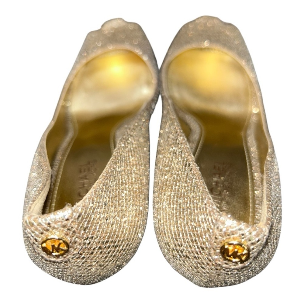 MICHAEL KORS Sparkling Gold Peep-Toe Heels excellent condition size 5 - Picture 12 of 14
